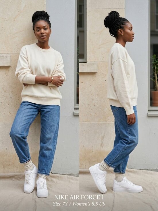 Nike Air Force Shoes - Nike Air Force 1 Low LE Triple White Sneakers - Size 7Y / Women’s Size 8.5